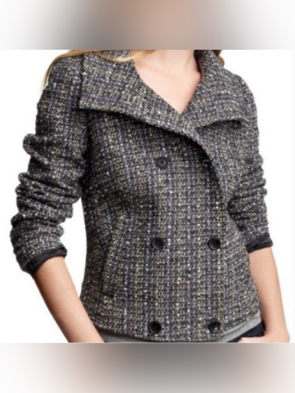 GAP Tweed Multicolor Double Breasted Winter Peacoat Jacket Coat Size XS
